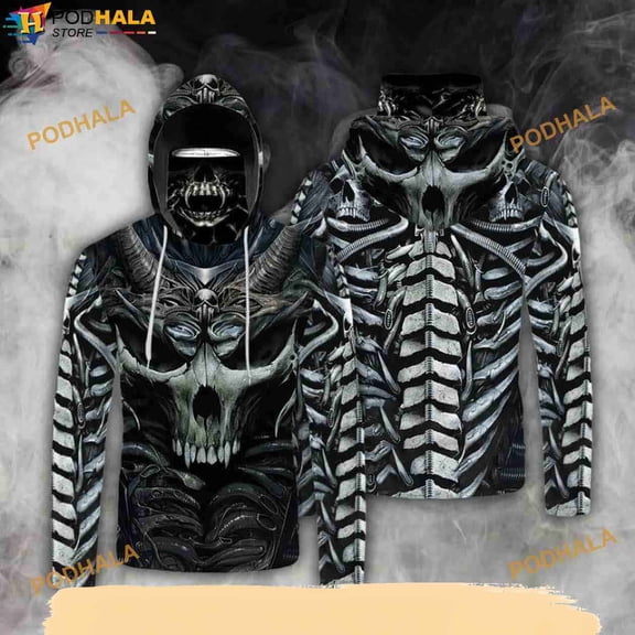Skull Skeleton Mask Over Print Halloween 3D Hoodie, Halloween Gift Ideas