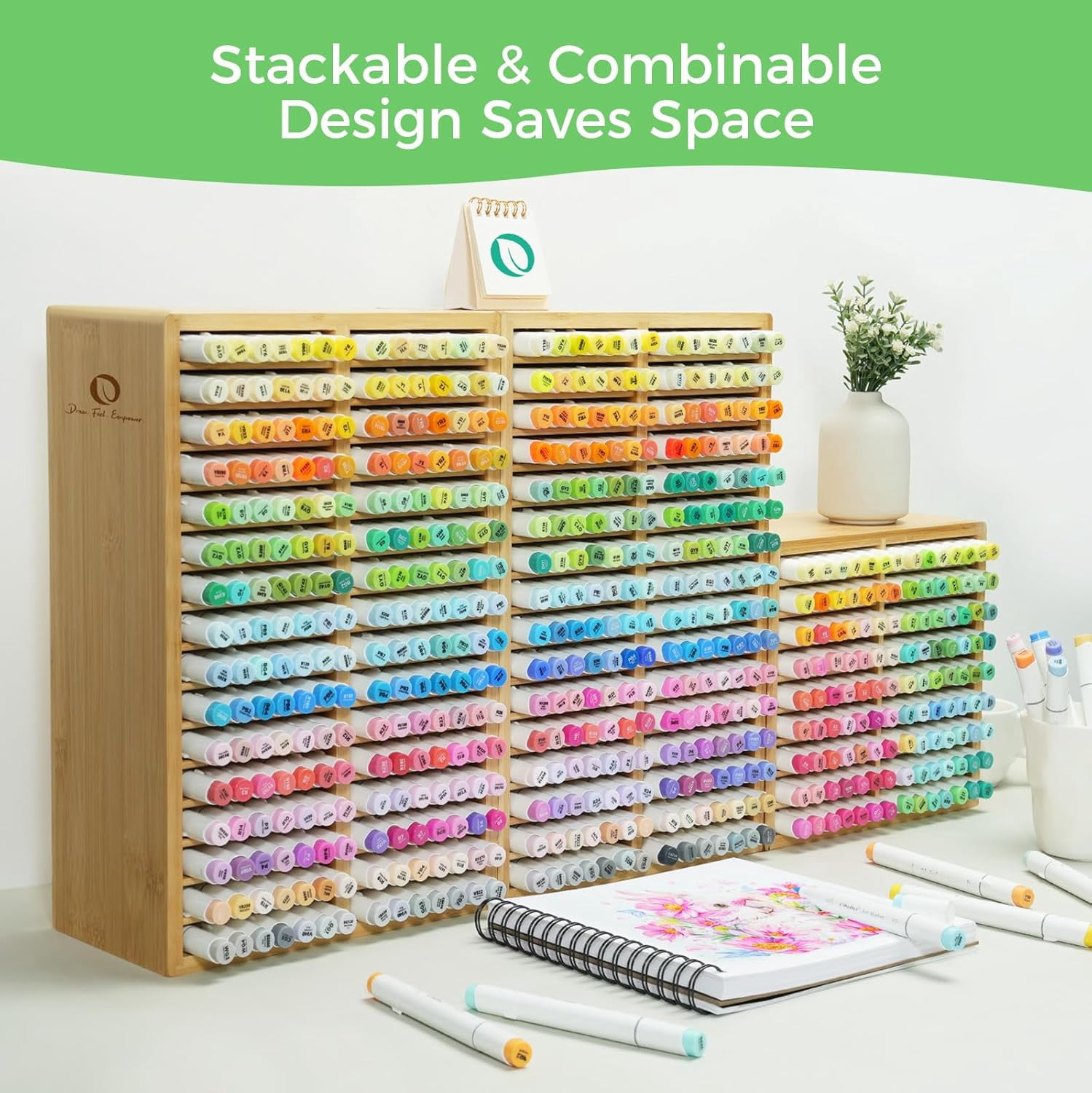 Marker Organizer Desktop Storage Hold 224 Markers Honolulu Oahu Series Pens Pencils Stationary Holder 32 Compartments Classroom Office Decor