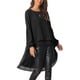 thumbnail image 4 of Blusas asimétricas de chiffon de manga larga con cuello redondo para mujer, elegantes y casuales, color negro, 4 of 7