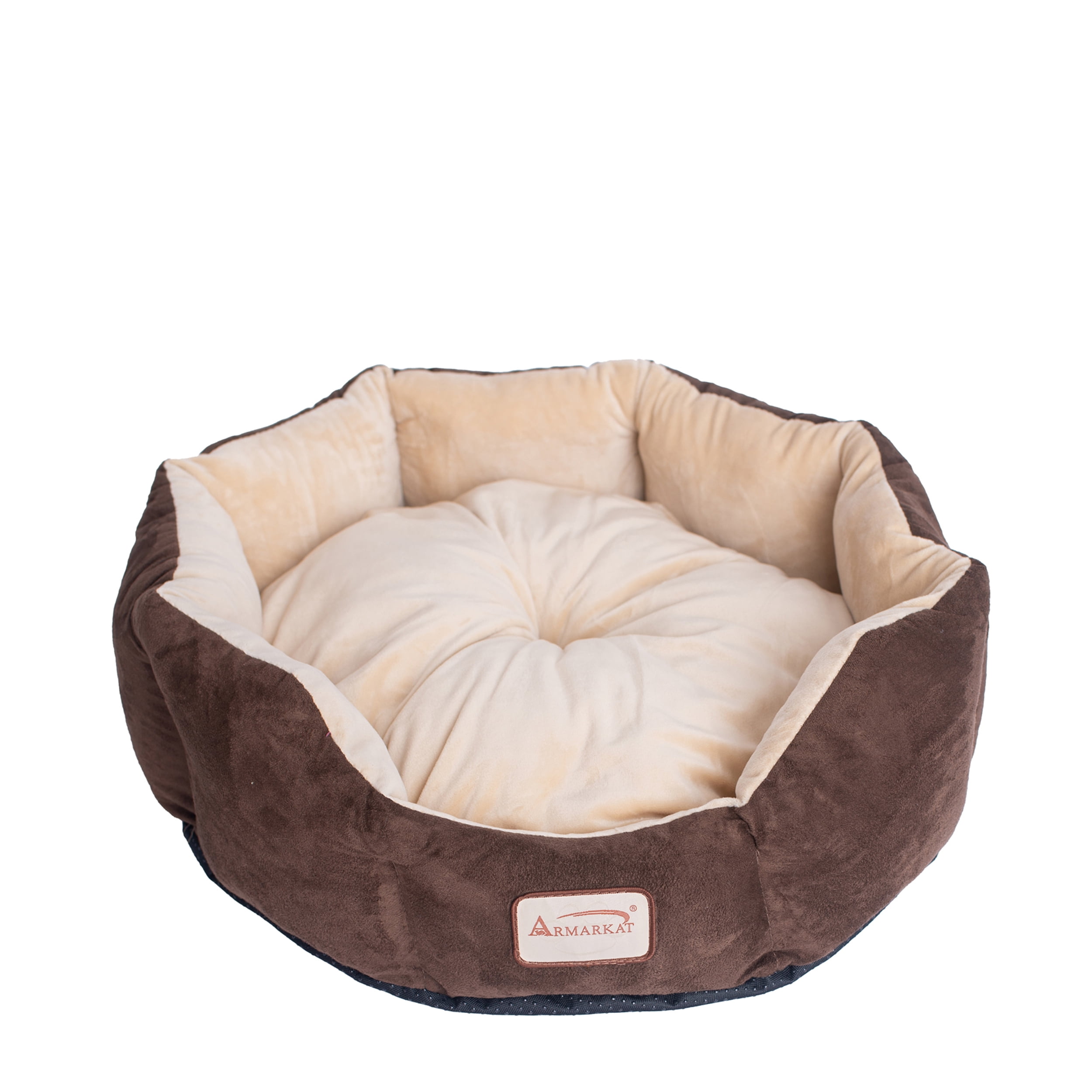 Armarkat Covered Pet Cat Bed, Mocha & Beige