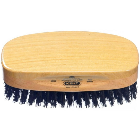 Kent MS23 Finest Men's Rectangular 100% Natural Satinwood & Beechwood Military Hair Brush with Medium Black Bristle for Mens Grooming, Scalp Brush, 360 Wave, and Beard Straightener