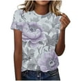 thumbnail image 2 of Shirts for Women Plus Size Short Sleeved Round Neck Floral Print Casual Top Multicolor XXXXXL, 2 of 5