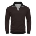 thumbnail image 6 of WTOBBY Men's Quarter Zip Collared Sweatshirt, Casual Long Sleeve Pullover with Pockets, Athletic Workwear Style Comfort,Black L, 6 of 7