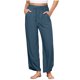 thumbnail image 2 of Karight Linen Pants Women Summer Beach Lounge Palazzo Trousers Loose Elastic Plus Size Drawstring with Pockets Pants, 2 of 9