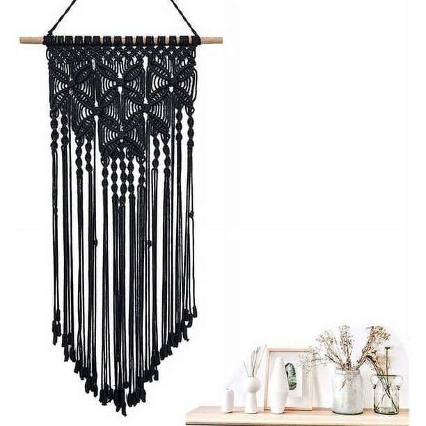 MS7329B Tapiz tejido negro de 4,070 cm, decoración bohemia hecha a mano, colgante de pared para el hogar, sala de estar, dormitorio, para el interior del hogar, decoración de la habitación