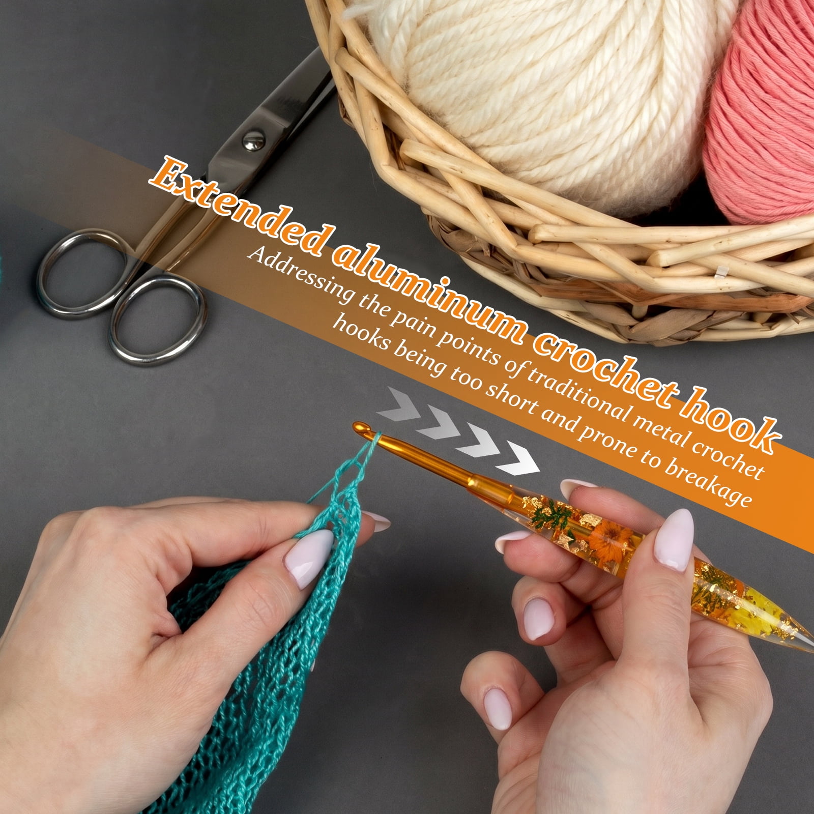 Atopoler 5Pcs Crochet Hook Set,5 Size Practical Ergonomic Crochet Needle,Hand Knitting Yarn Hook for DIY Craft Lover Crocheting