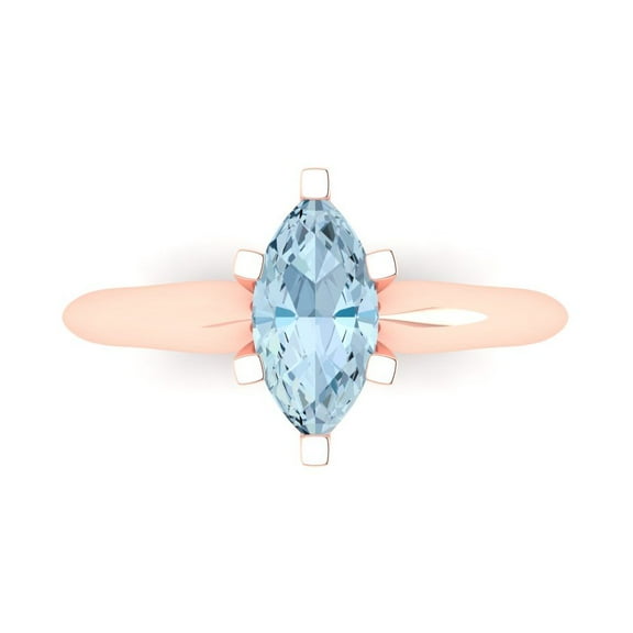 Solitaire Engagement Ring for Women - 1ct Natural Sky Blue Topaz in 14K Rose Gold Promise Ring