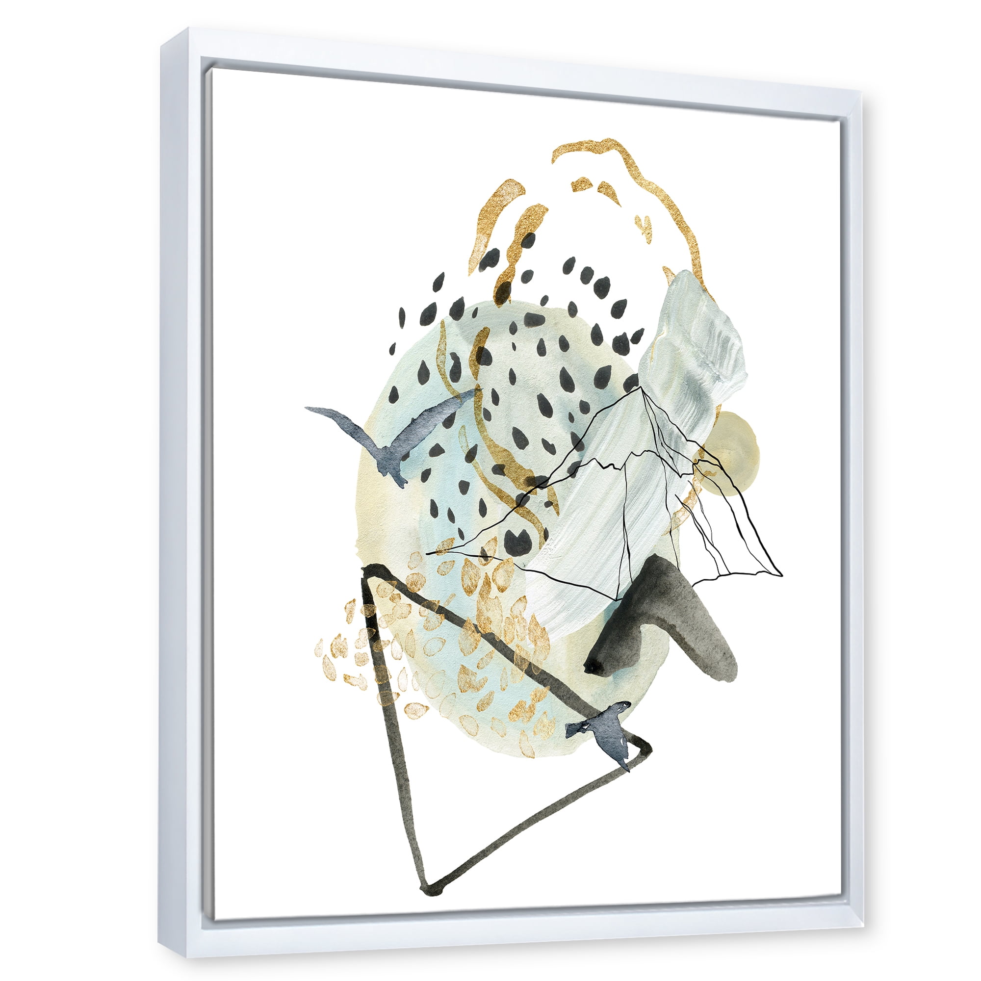 Designart 'Mountain Bird With Gouache Of Abstract Landscape' Modern Framed Canvas Wall Art Print