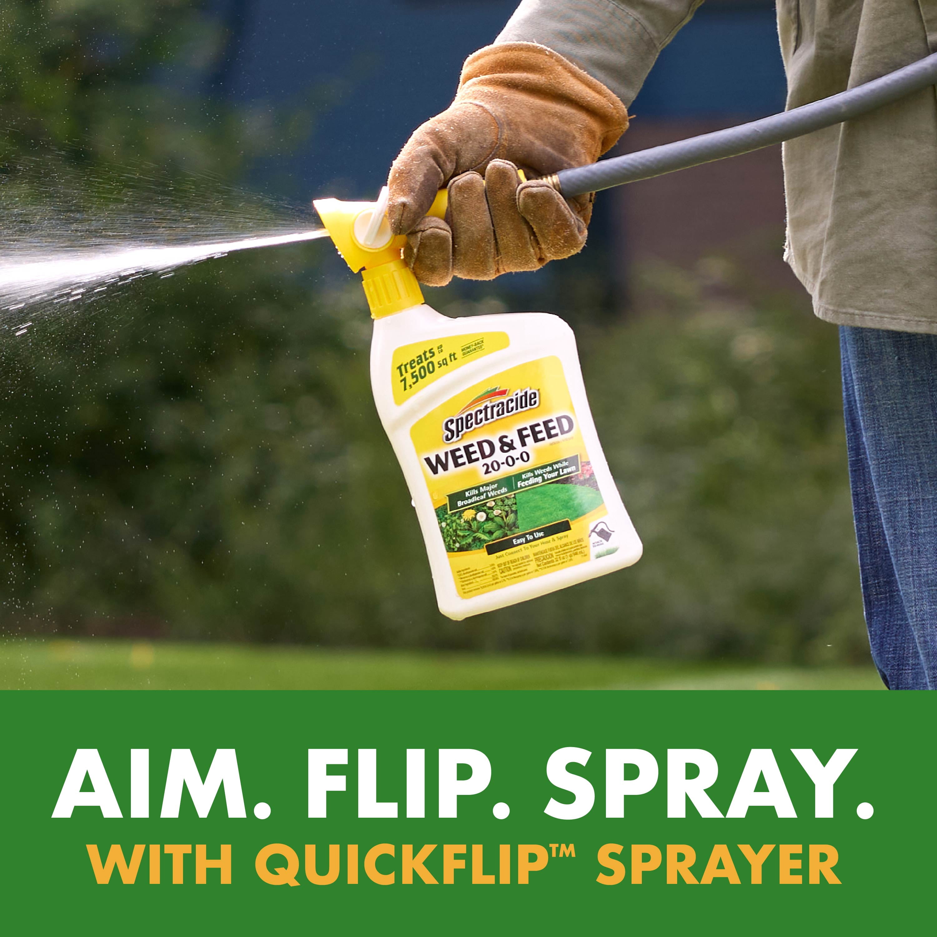 Spectracide Weed & Feed 20-0-0, Easy to Use QuickFlip Sprayer Kills Weeds & Feeds Lawn, 32 Ounces