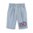 thumbnail image 1 of Pantalones Elásticos de la Cintura para las Mujeres Impresos Medias Pantalones Cortos, Bolsillos Casuales Poliéster para Toda la Temporada, 1 of 3