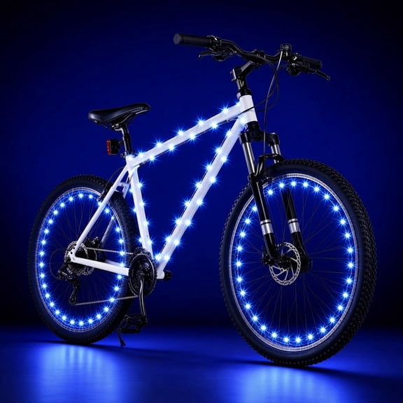 YEMNPIOS Waterproof LED Bike Wheel Lights with Battery Powered, Blue 1 Pc