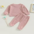 thumbnail image 3 of Toddler Baby Waffle Fall Outfits Solid Color Long Sleeve Sweatshirt Tops Pocket Pants Set Winter Clothes 0-6 Months, 3 of 7
