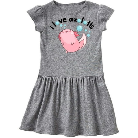 

Inktastic I Love Axolotls with Bubbles Gift Toddler Girl Dress