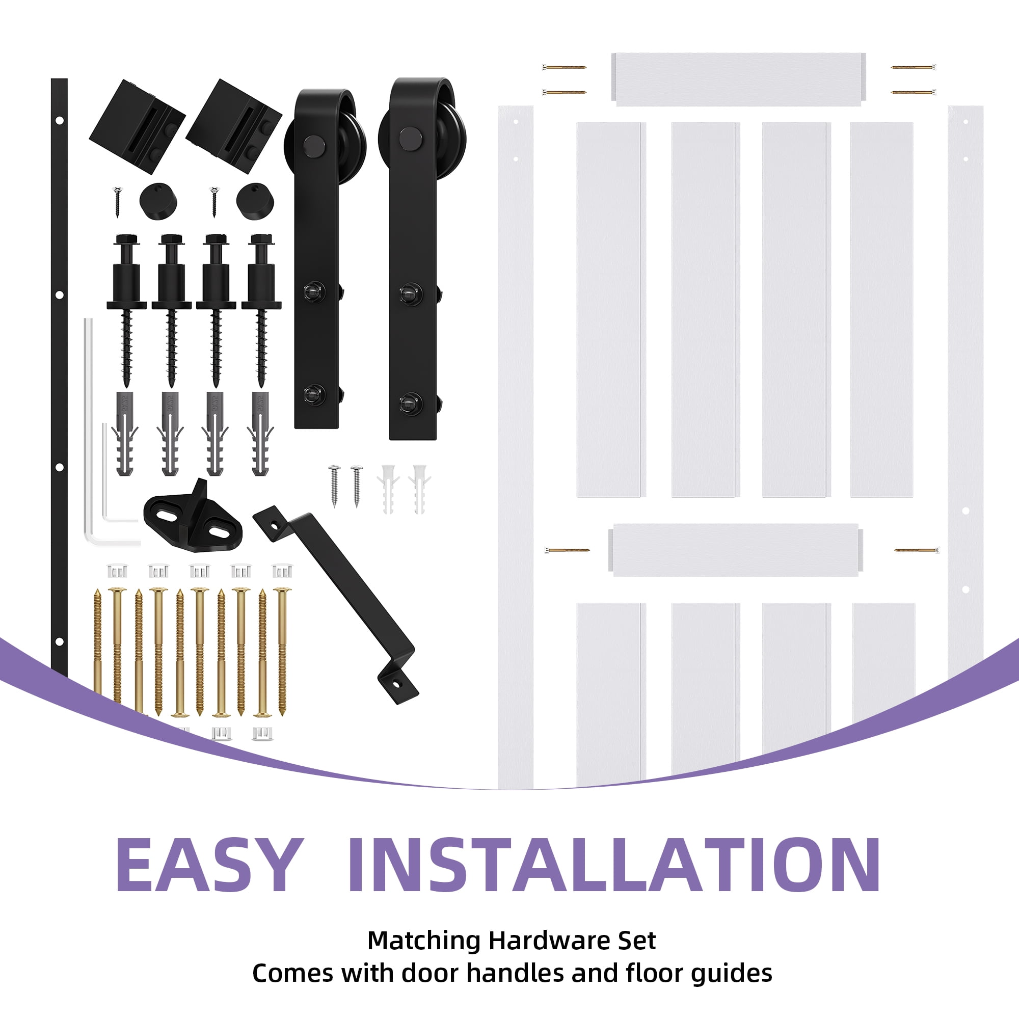 Uforic 30" x 84" Silding Barn Door,with Hardware Kit Rail,and Handle,Pulleys,White