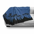 thumbnail image 3 of Night Soft Flannel Fleece Throw Blanket, Graphic Crowd of Black Cats and Starry Sky on the Backdrop, Cozy Plush for Indoor and Outdoor Use, 50" x 70", Blue Black White, by Ambesonne, 3 of 6