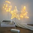 thumbnail image 5 of 1PC LED Night Light Star Moon Table Lamp Rattan Modeling Lamp Christmas Holiday Decoration Lamp Love Modeling Lamp (Moon Holding Stars / without Battery), 5 of 5