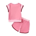 thumbnail image 2 of Tiijoy Little Girls Outfits Casual Colorblock Short Sleeve Tshirt Shorts Set, Sizes 5-6, 2 of 8