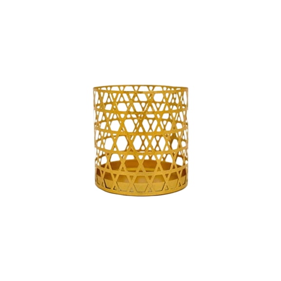 Rirozkan Metal Candlestick Holder, Gold Geometric Openwork Iron Candle Stand, Decorative Scented Candle Holder, for Table Mantle Fireplace Home Decor, E