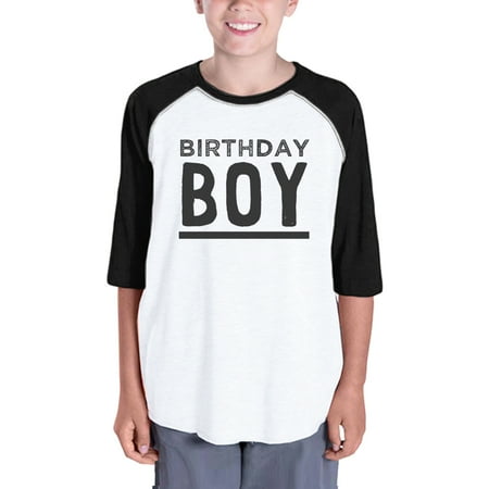 

Baby Boy Baseball Tee For Boys Birthday Gift Tee 3/4 Black Sleeve