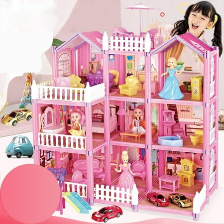 SainSpeed Doll house princess castle girl villa set children play house simulation assembled toy birthday gift 105-piece set