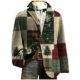 thumbnail image 3 of oelaio Christmas Blazer for Mens, Ugly Xmas Santa Claus Snowflake Print Tuxedo Suit Jacket One Button Lapel Party Blazers Khaki XXL, 3 of 8