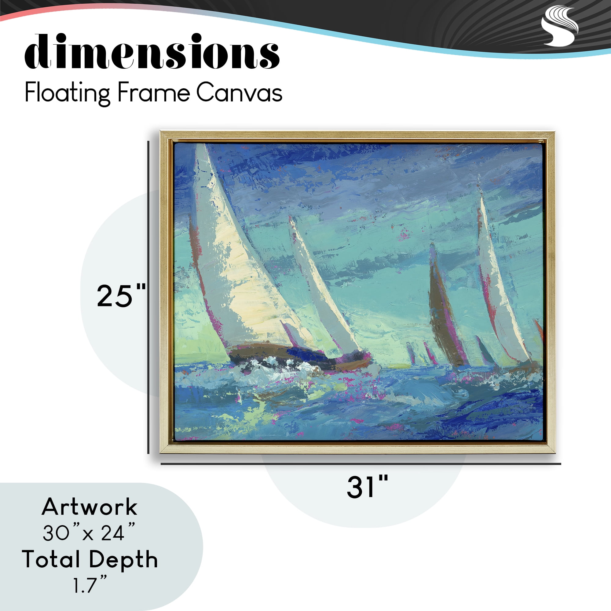 Stupell Industries Abstract Expression Regatta Gold Framed Floater Canvas Wall Art, design by Beth A. Forst