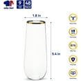 thumbnail image 2 of 48 Pack Stemless Plastic Champagne Flutes 9 oz, Crystal Clear Stemless Plastic Toasting Glasses, Clear Disposable Unbreakable Drinkware Ideal for Wedding, Birthday, Party, 2 of 13