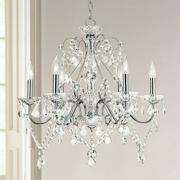 Vienna Full Spectrum Chrome Chandelier 23 1 2 Wide Crystal Glass 6 Light Fixture For Dining Room House Kitchen Entryway Bedroom Com Vienna Full Spectrum Chrome Chandelier, Crystal Rain 15 Wide Chrome 3 Light Chandelier