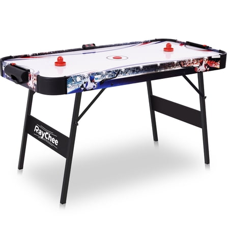 RayChee 56in Folding Air Hockey Table, Hockey Table Gaming Set for Game Room w/2 Pucks, 2 Pushers, 12V Motor for Family