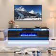 thumbnail image 6 of BaPiPro 70" Fireplace TV Stand for TVs Up to 80", Modern Entertainment Center, Black TV Console with 36" Electric Fireplace & LED Lights, Black, 6 of 9