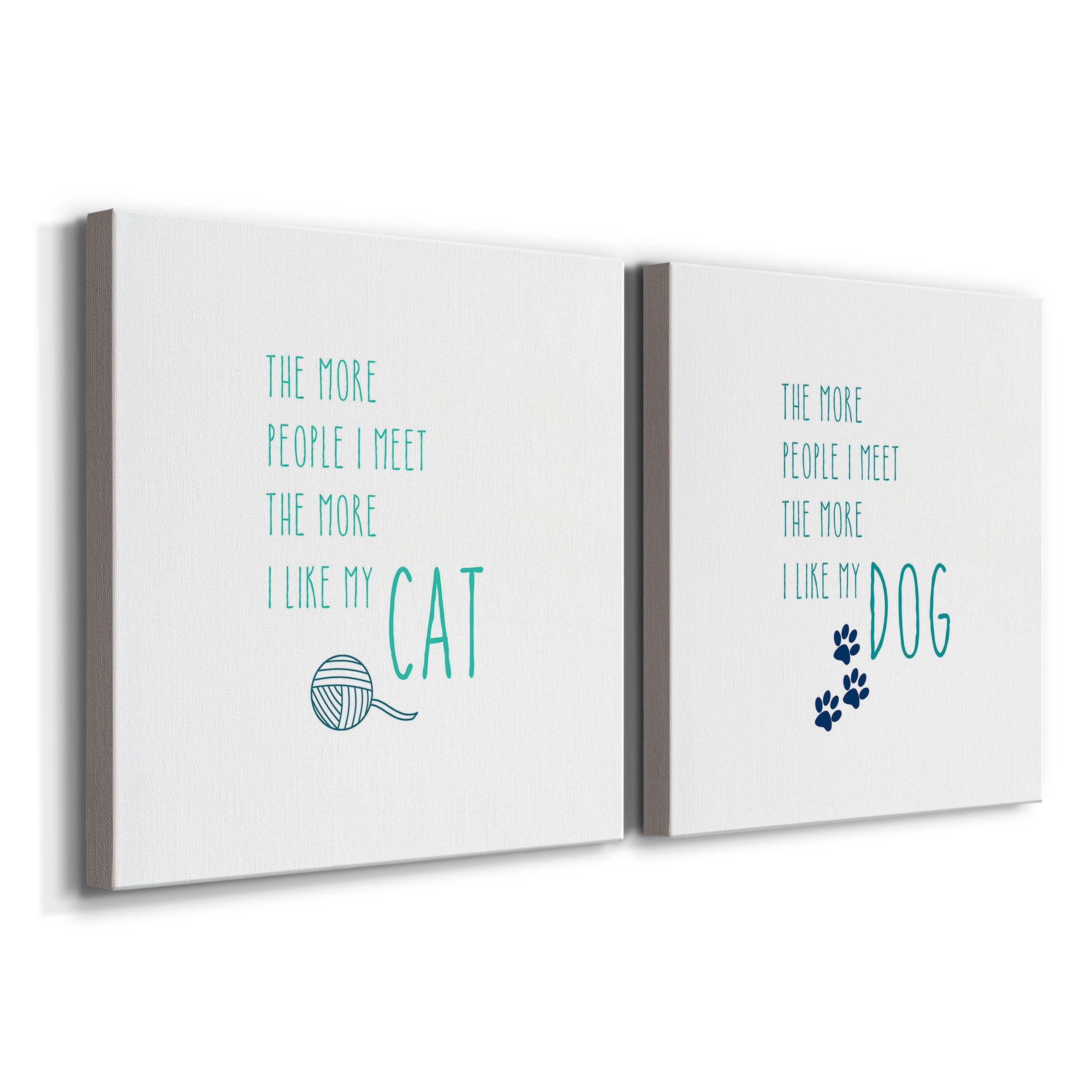 The More I Like My Cat - Premium Gallery Wrapped Canvas - Ready to Hang Set of 2 - 16 x 16 Each