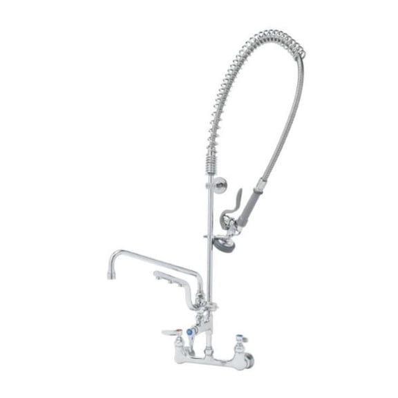 T And S Brass B-0133-U12-B Ultrarinse Pre-Rinse 8" Wall Mounted Food Service Faucet -