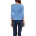 thumbnail image 3 of INSPIRE CHIC Women's Ruched Blouse Button Decor V Neck 3/4 Sleeve Solid Knit Top 3XL Light Blue, 3 of 6