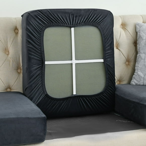 Meitianfacai Housses de Coussin de Canapé Aspect Lin Tissé Résistantes à l'Eau Housses de Coussin de Sofa pour Coussin Housses de Coussin de Siège Individuel Protège-Coussin Housses de Protection, Noir