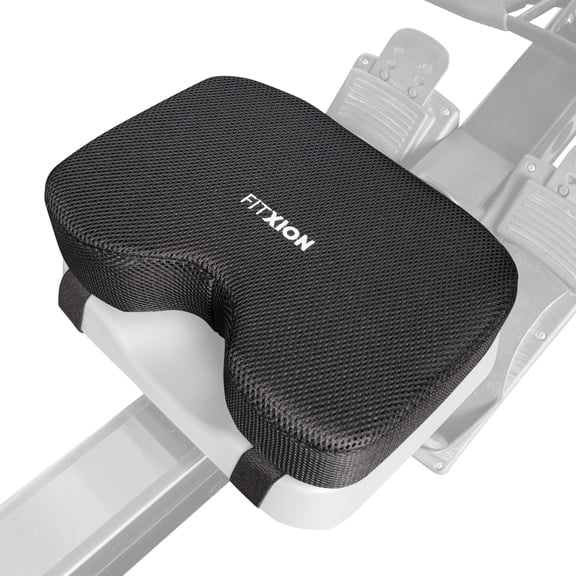 Rowing Machine Seat Cushion – Ergonomic Tail Bone Comfort Memory Foam Pad for Concept 2, Water Rower, Peloton or Recumbent Bike. Anti-Slip Base, Buckled Straps for Indoor Rowing Workouts