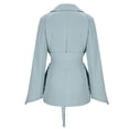 thumbnail image 5 of Brondbend Coat Women Womens Jacket Lapel Long Sleeved Pocket Drawstring Outerwear Solid Color Casual Loose Fit Jacket Lady Travel Tops Light Blue, 5 of 6