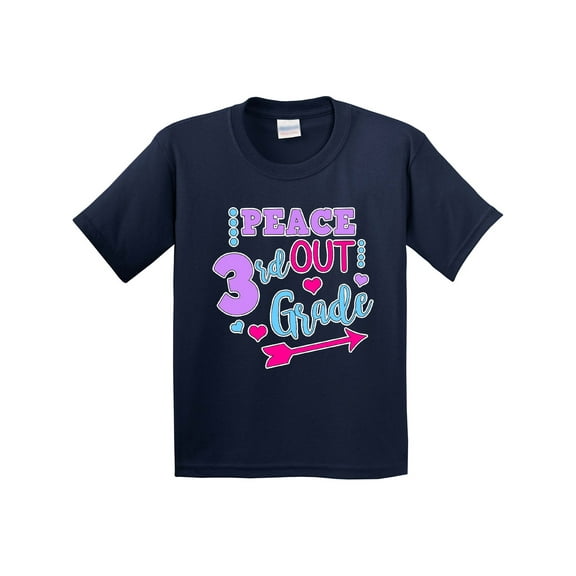 Inktastic Peace out 3rd Grade with Hearts Arrow and Dots Youth T-Shirt