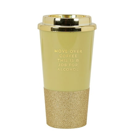 16 Ounce Plastic Lid - CR Gibson 16 Ounce Plastic Travel Cup With Glitter Base- Move Over Coffee