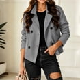 thumbnail image 7 of Mifsaly Womens Cropped Trench Jackets Notched Lapel Double Breasted Wool Coats Fall Winter Fashion Stylish Going Out Dating Shopping Work Office Casual Outfits Gray,M, 7 of 7
