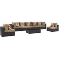 thumbnail image 1 of Modern Contemporary Urban Design Outdoor Patio Balcony Eight PCS Sectional Sofa Set, Brown, Rattan, 1 of 5