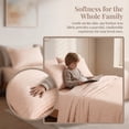 thumbnail image 4 of WVG Bamboo Sheet Set King Size, Soft Cooling Bedding Set with Embossed Stripe Design, Deep Pocket Fitted Sheet, Breathable & Smooth Bed Sheets for Hot Sleepers, 4 of 9