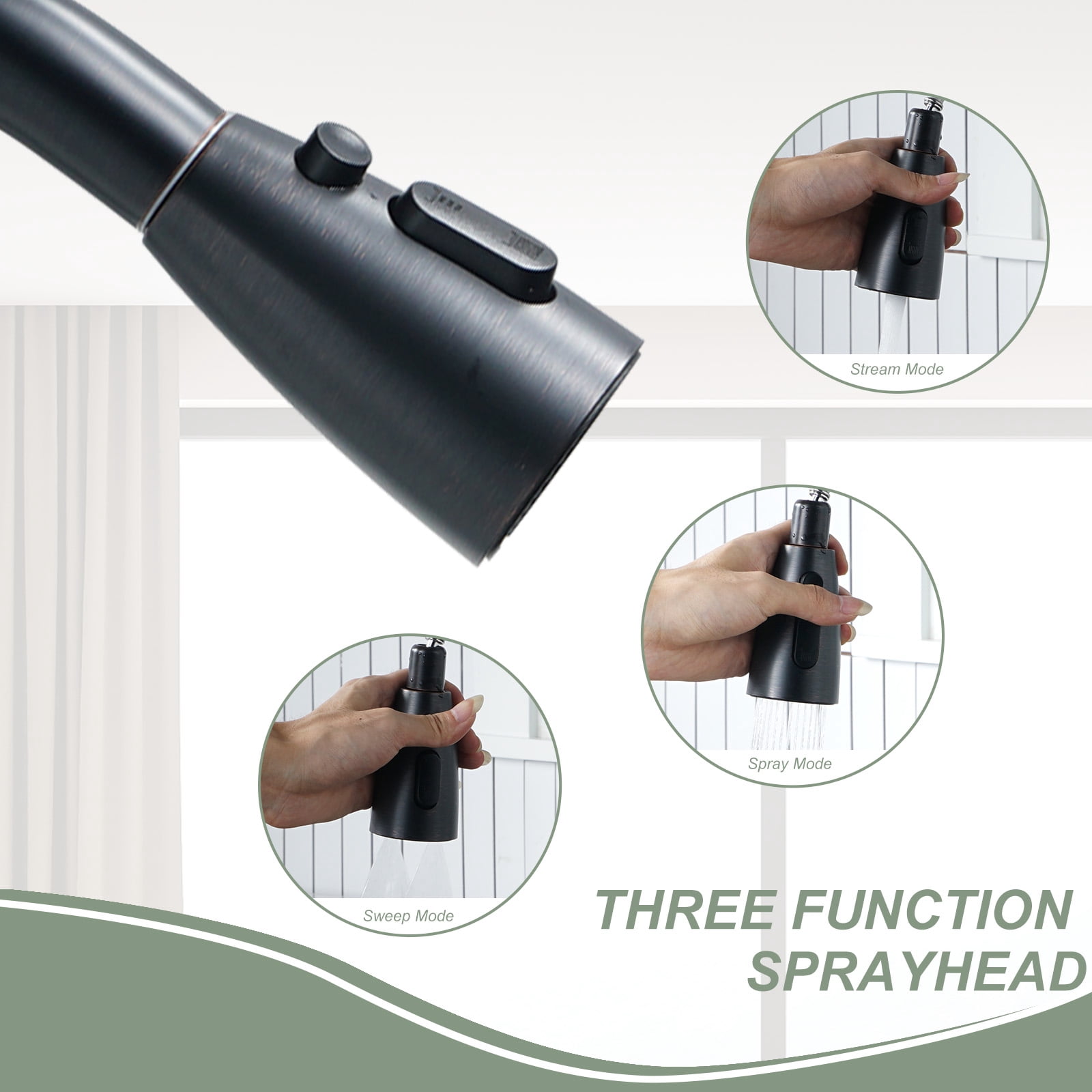 Wowow Single Handle Stainless Steel Pull Down Kitchen Faucet Oil Rubbed Bronze with Soap Dispenser