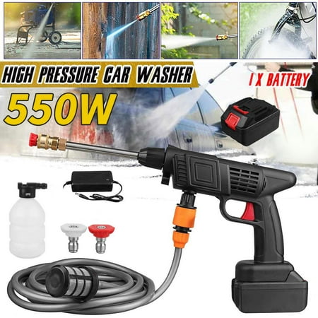 Mixfeer Cordless Pressure Washer, 50 PSI Portable Pressure Cleaner Handheld with One Battery and 24V 1500mAh Rechargeable Battery Electric Pressure Washer for Washing Cars, Watering Flowers, Cleani