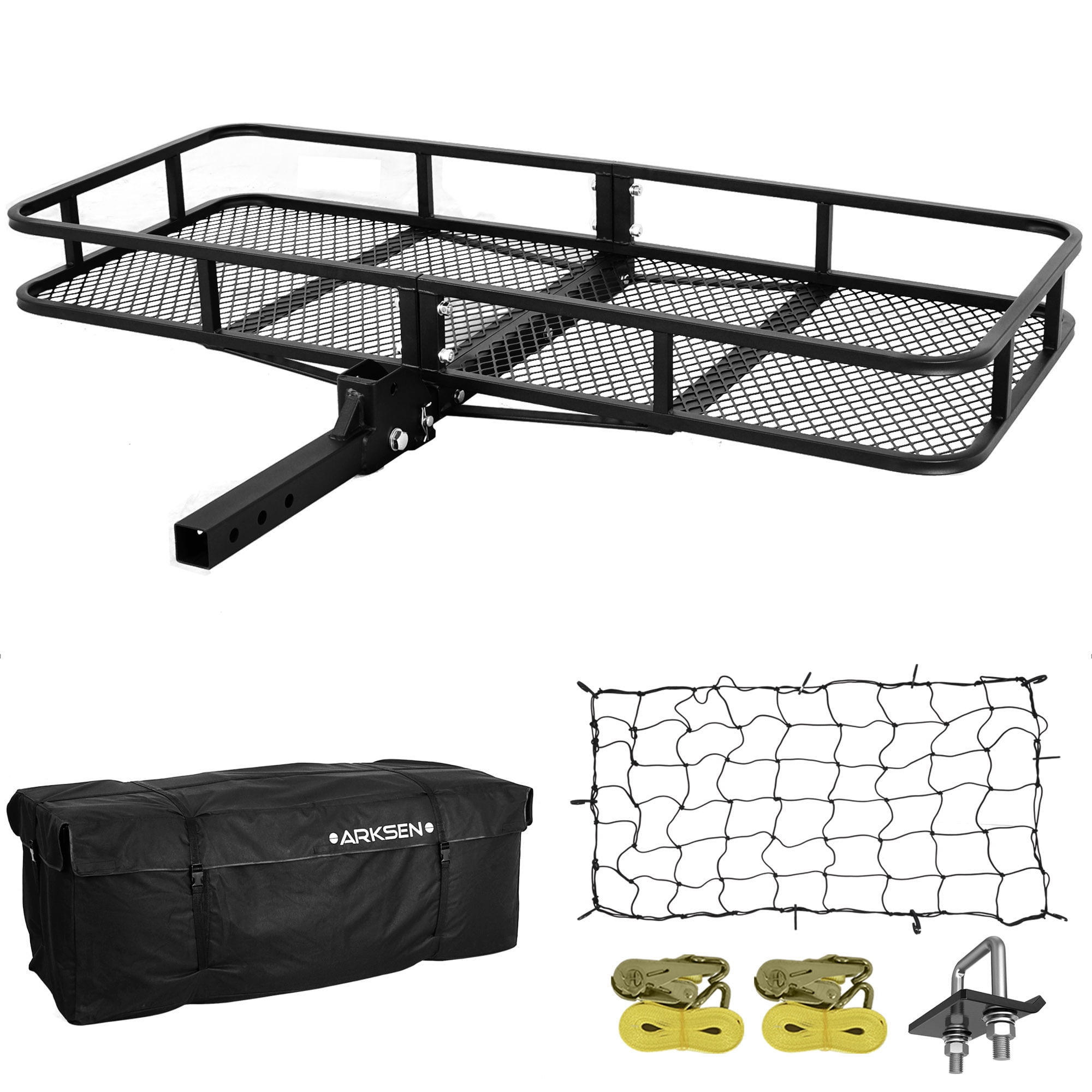 ARKSEN 60" x 25" Cargo Carrier Hitch Mounted W/Cargo Bag, Nylon Net