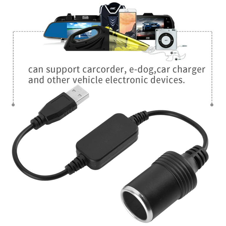 Ccdes USB to 12V Car Cigarette Lighter Socket,USB Port to 12V Car Cigarette  Lighter Socket Female Converter Adapter Cord 