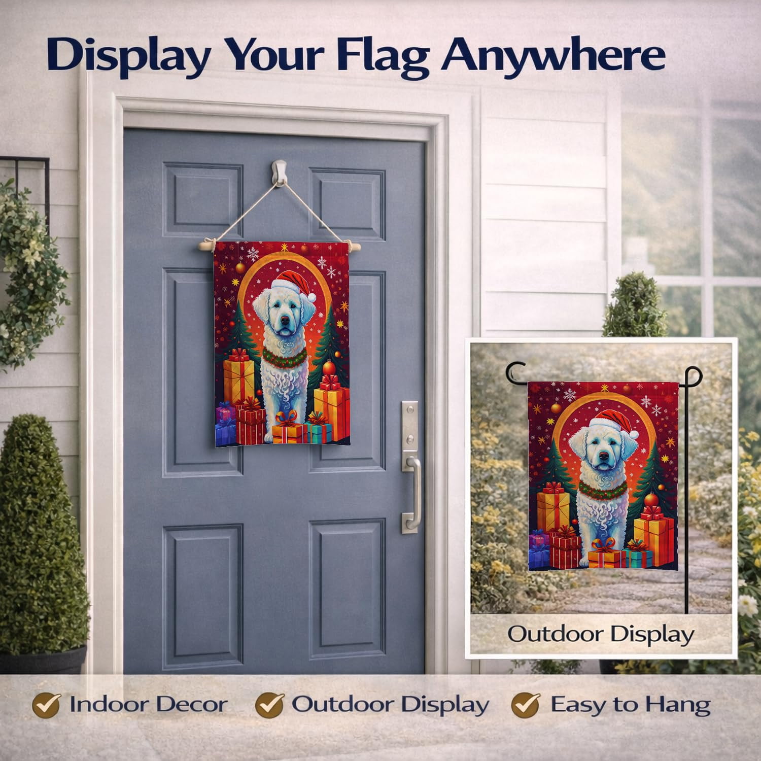 Kuvasz Holiday Christmas Garden Flag 11.25 in x 15.5 in