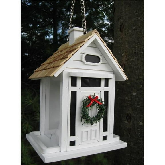 Home Bazaar Christmas Cottage Birdfeeder - White