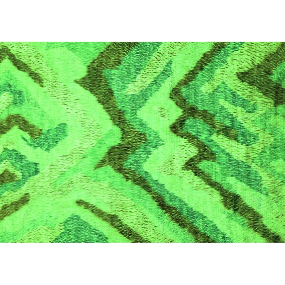 Ahgly Company Indoor Rectangle Abstract Green Modern Area Rugs, 8' x 10'