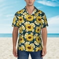 thumbnail image 4 of Fotbe Sunflowers Hawaiian Shirt for Men Unisex Summer Beach Casual Short Sleeve Cotton Linen Button Down Shirts-Large, 4 of 9