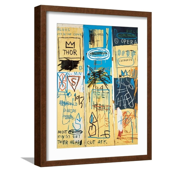 Art.com Charles the First, 1982 Giclee Print by Jean-Michel Basquiat, Brown Frame Wall Art, 17" x 21"